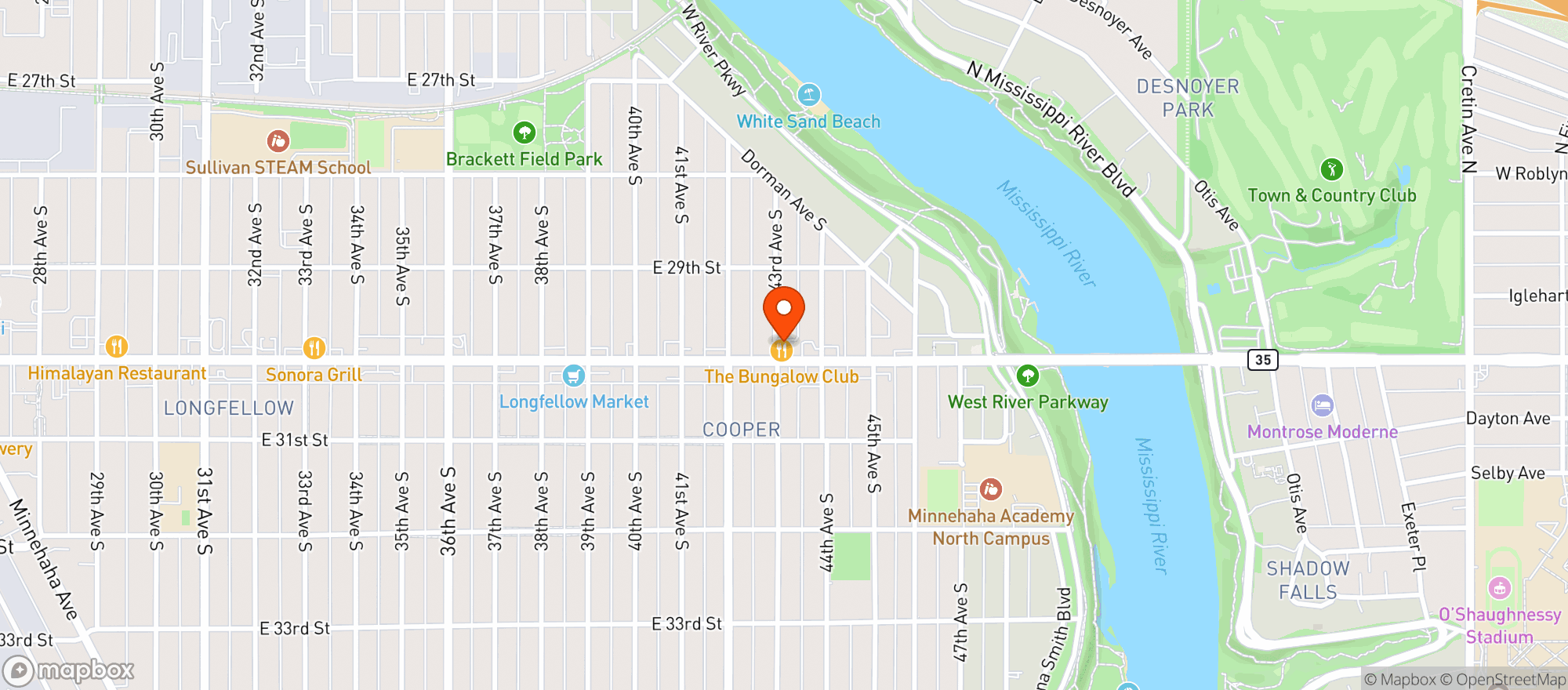 Map showing The Bungalow Club