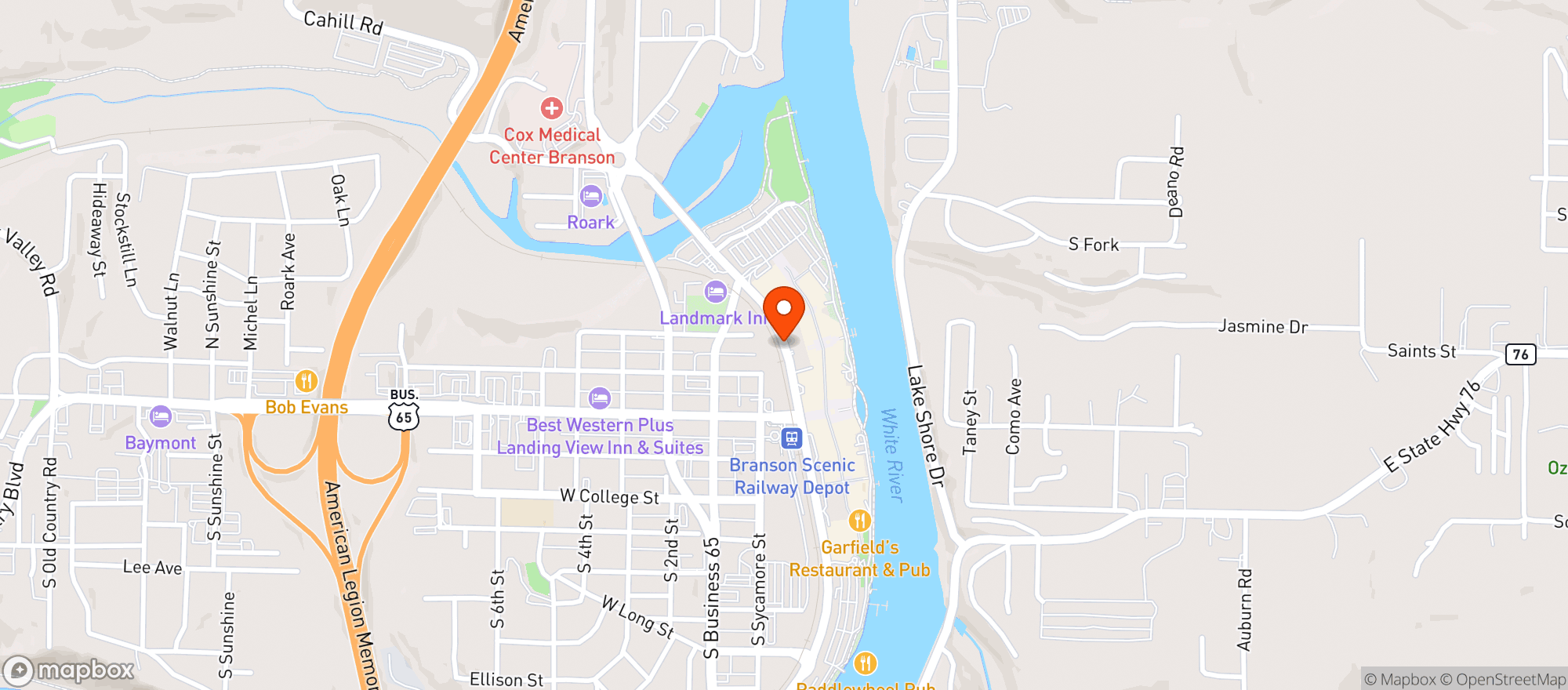 Map showing Andy Bs Bowl Social