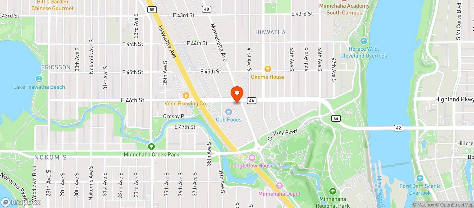Map showing Falls Liquor
