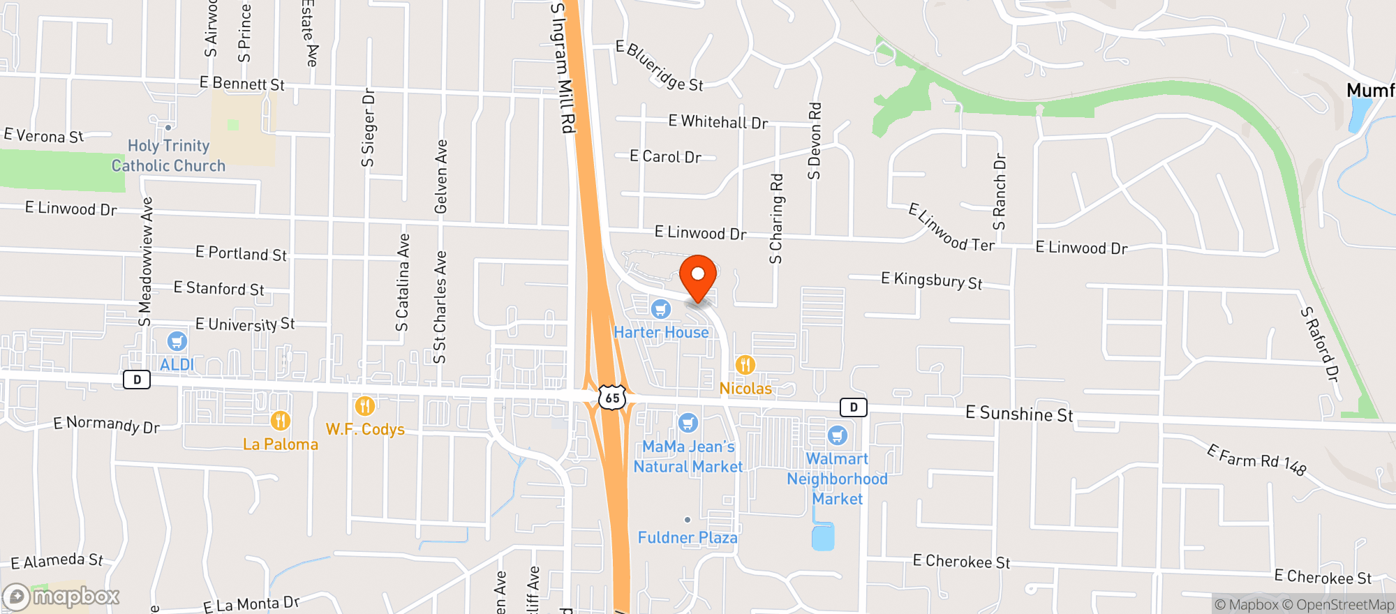 Map showing Harter House