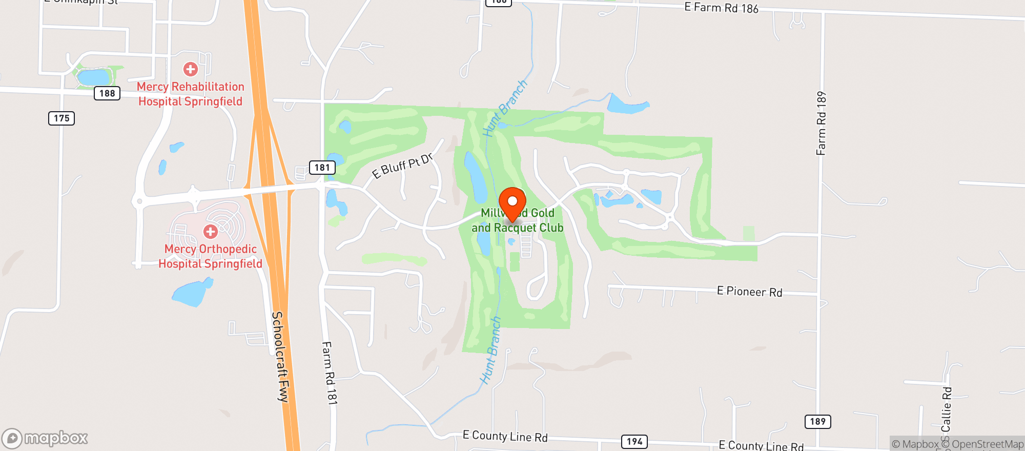 Map showing Millwood Golf House