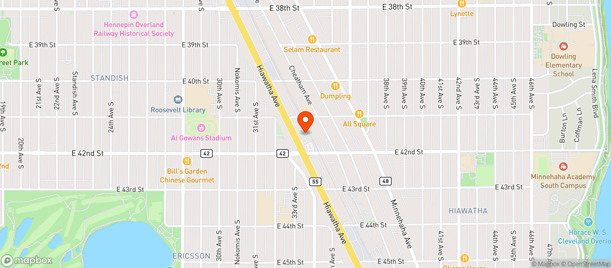 Map showing Elevated Bws - Mpls
