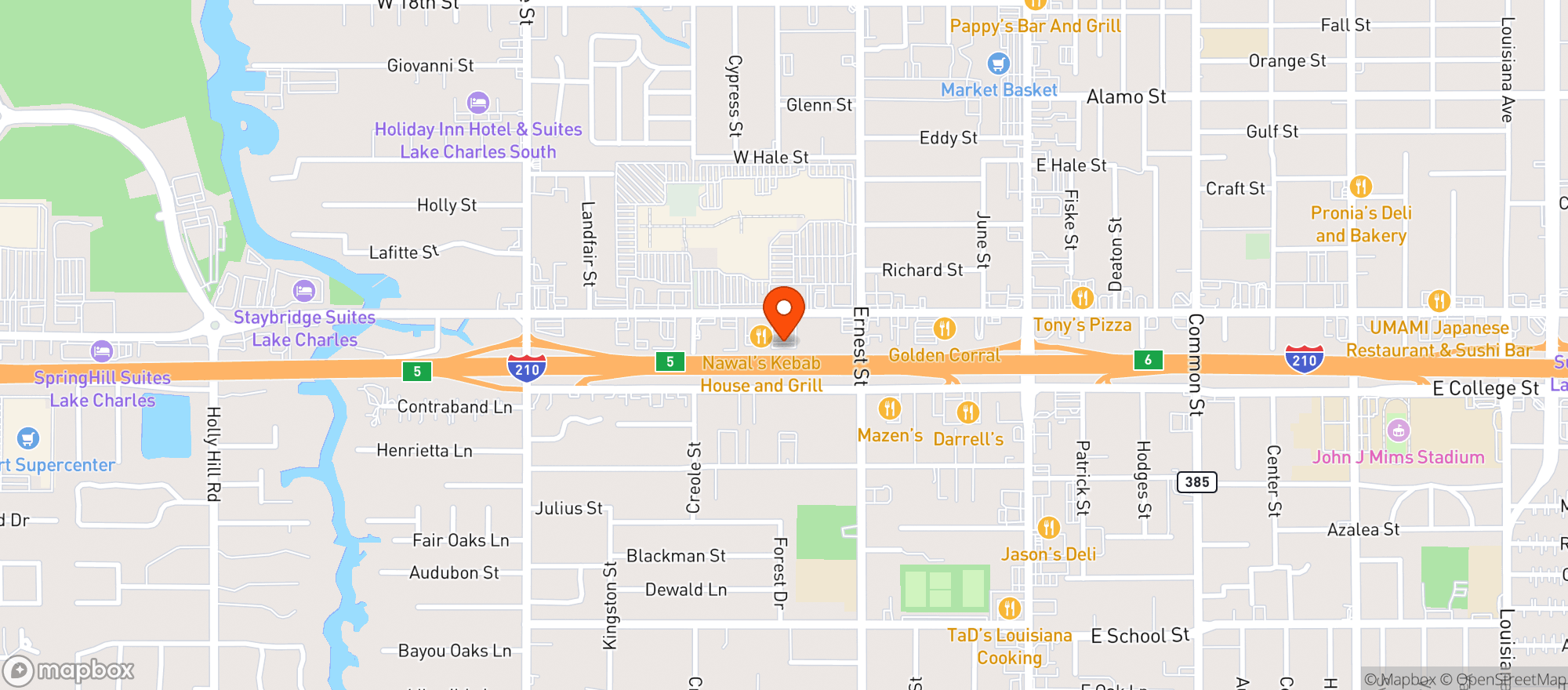 Map showing Vitamin Shoppe - Lake Charles