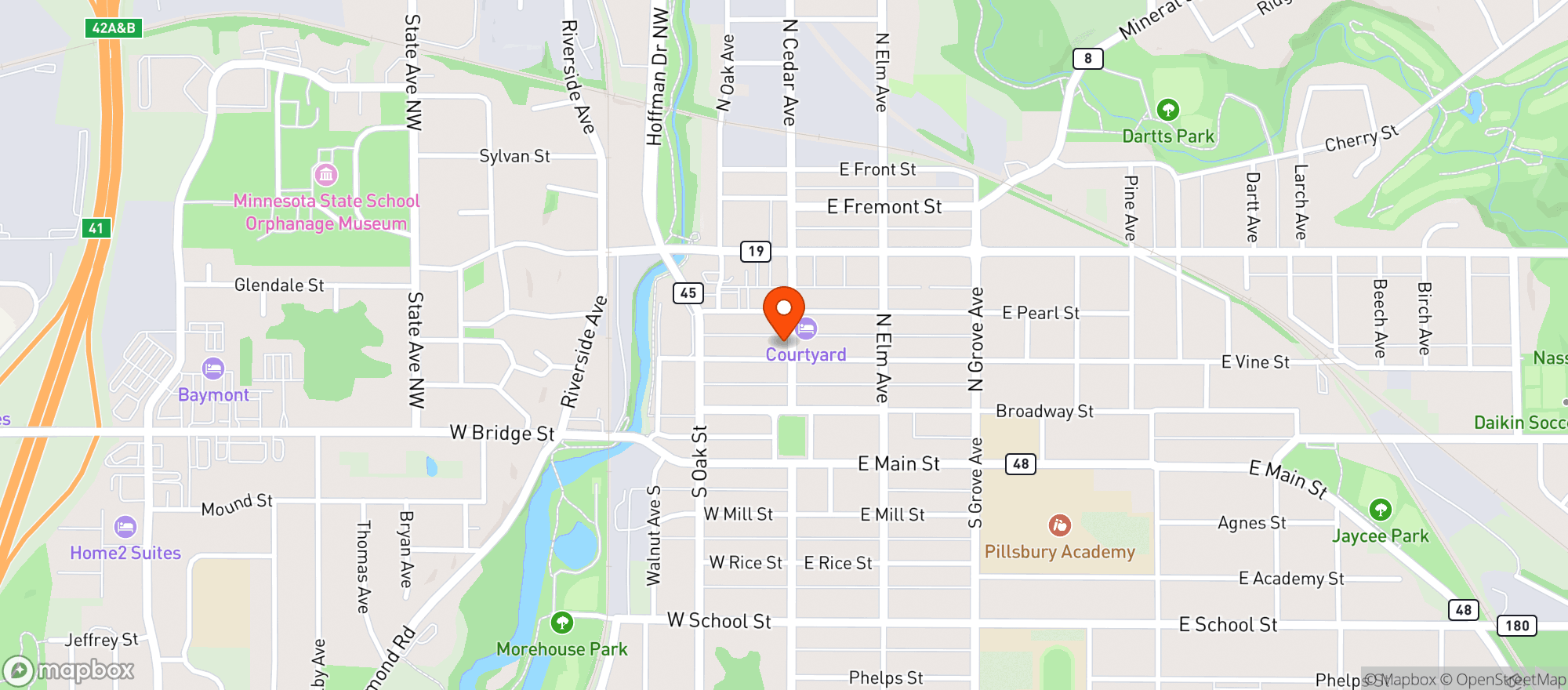 Map showing Torey's Restaurant & Bar
