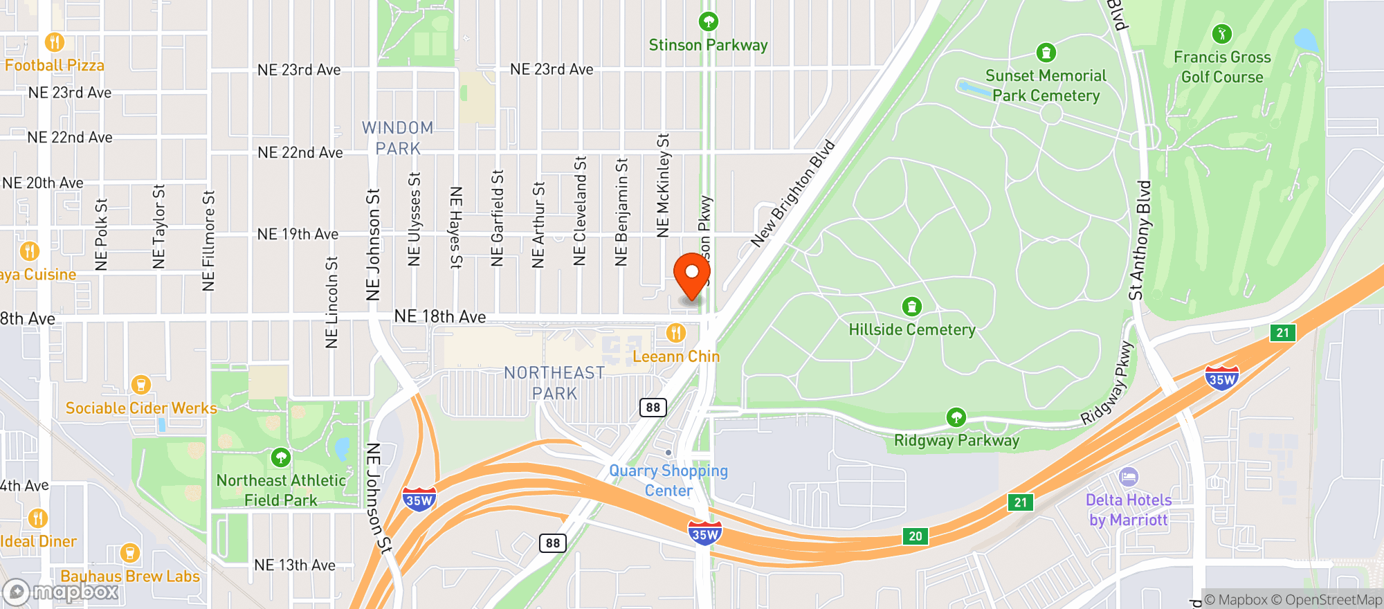 Map showing Stinson Wine Beer & Spirits