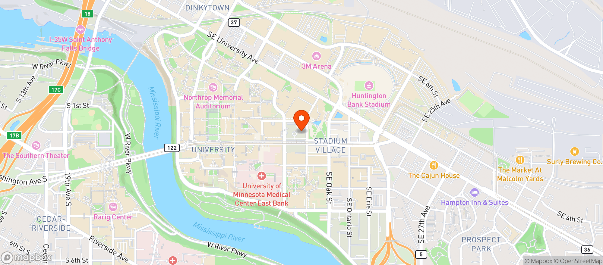 Map showing Graduate Hotel