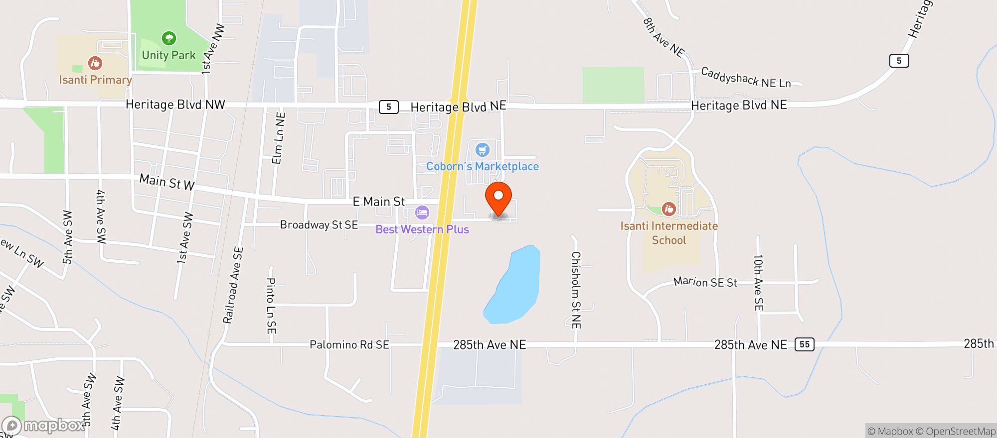 Map showing Isanti Municipal Liquor