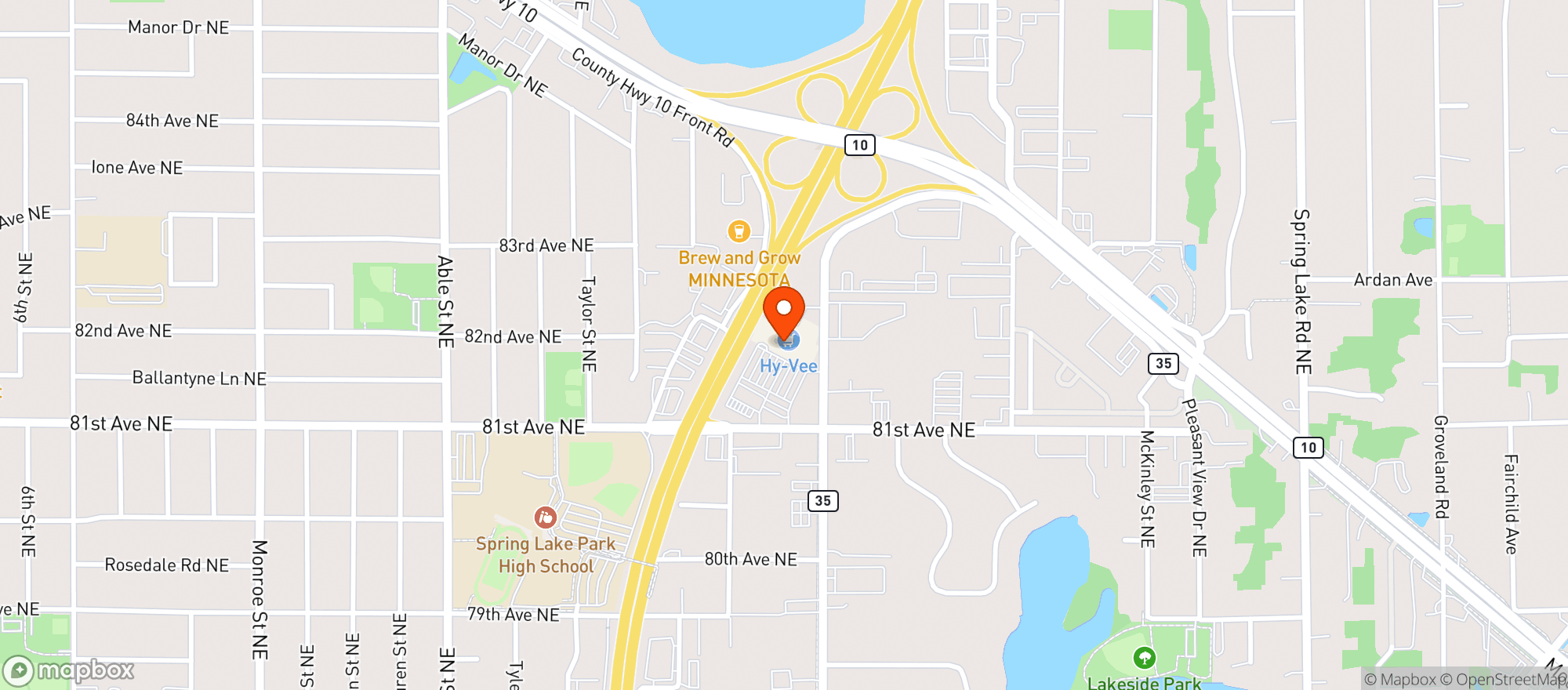 Map showing Hy-vee Liquor - Sp Lk Pk