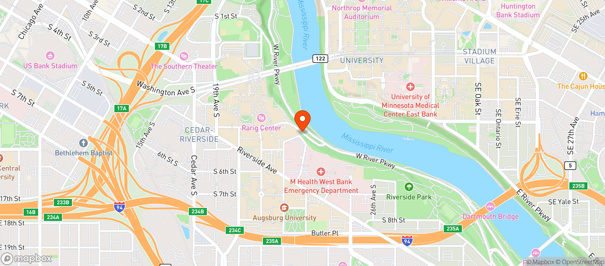 Map showing Varsity Theater