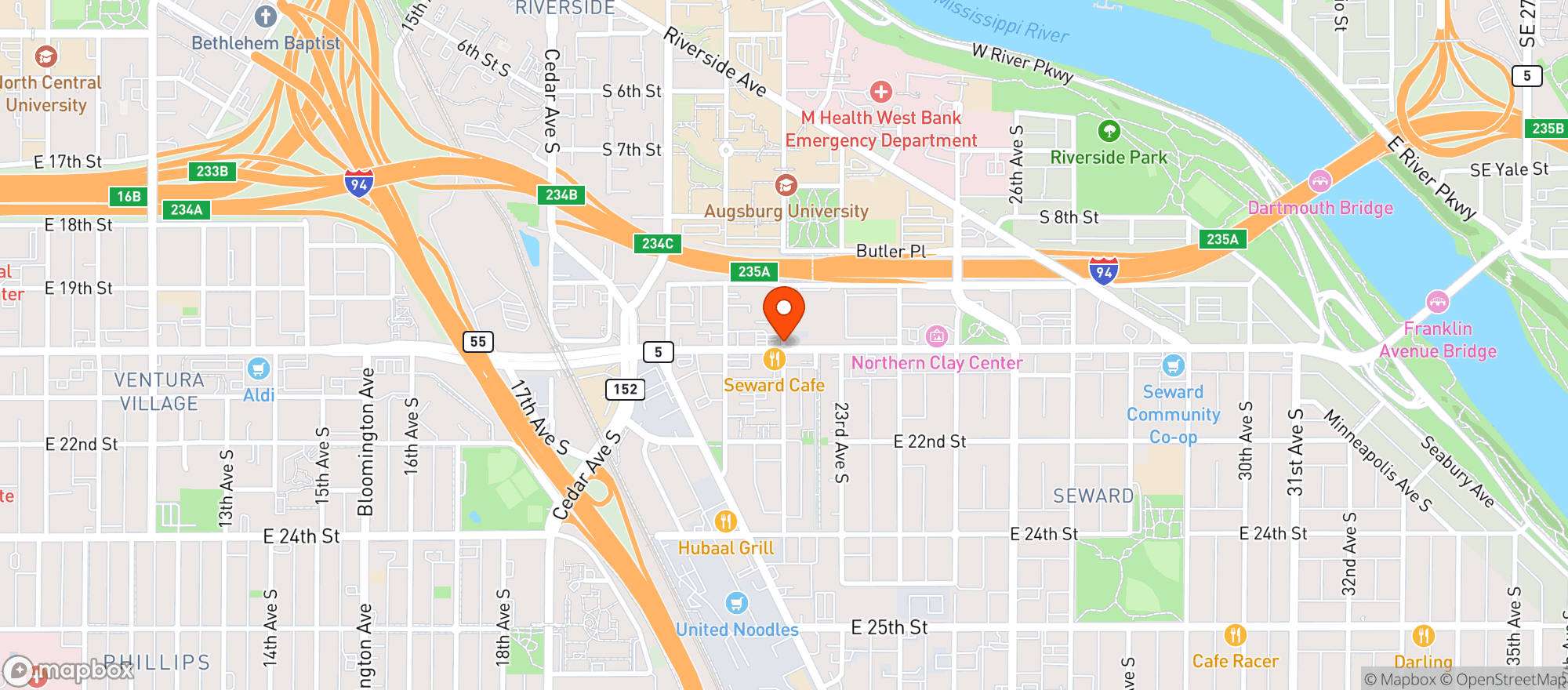 Map showing Pizza Luce - Franklin Ave