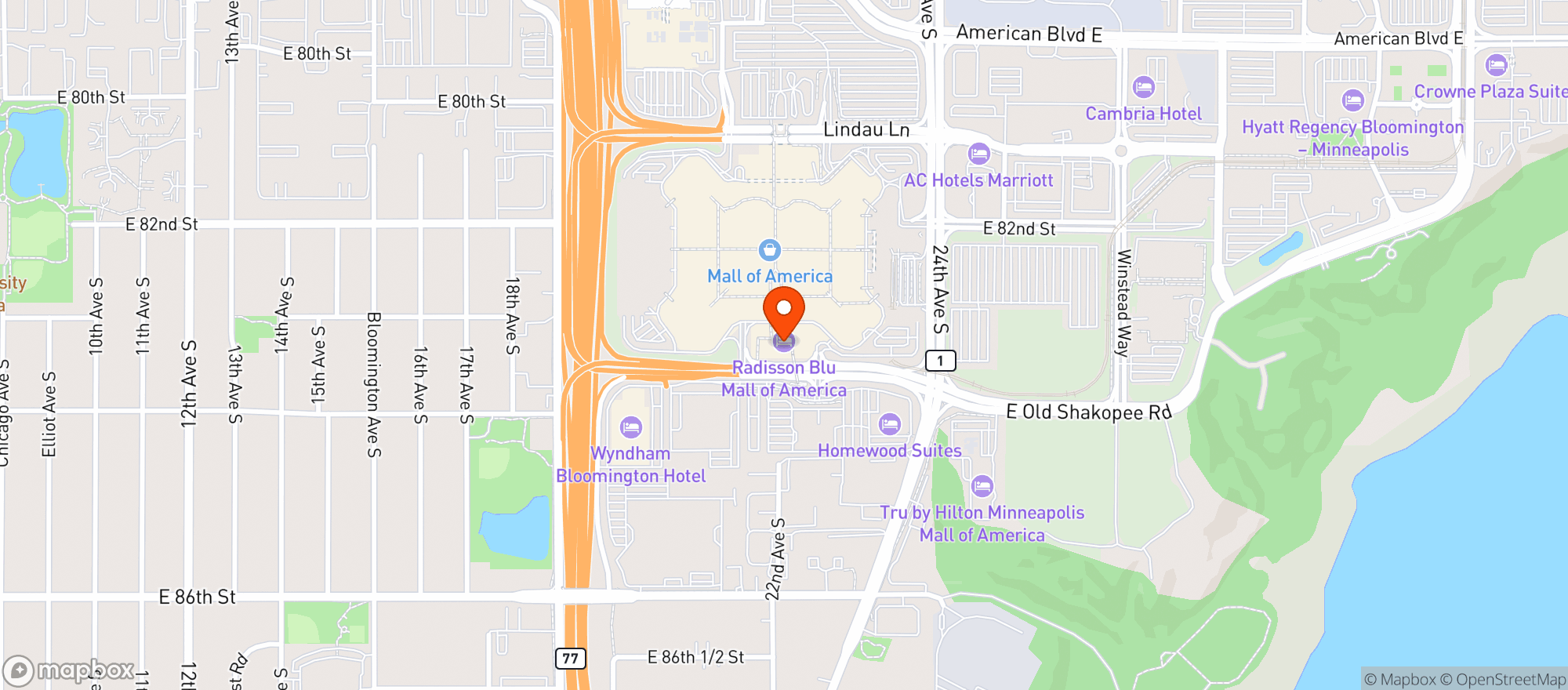Map showing Radisson Inn