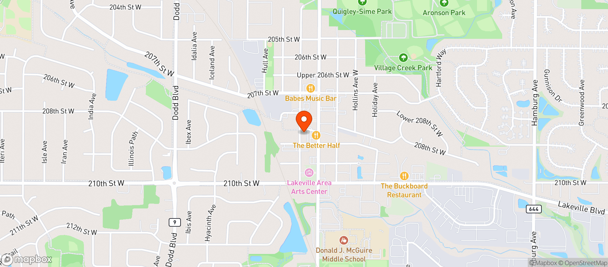 Map showing Lakeville Brewing Co