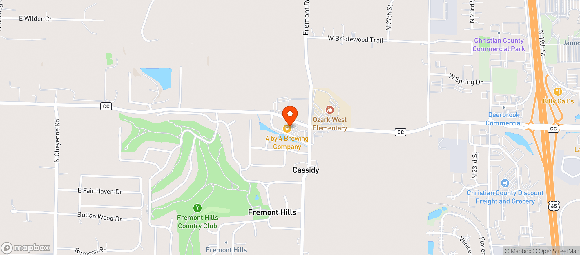Map showing 4 By 4 Brewing - Nixa