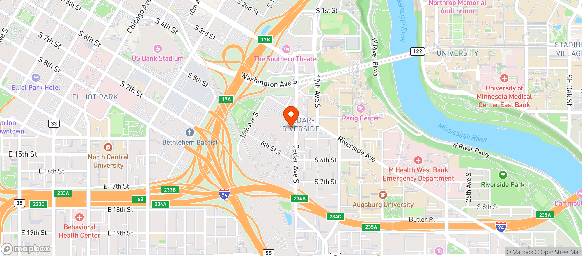 Map showing Cedar Cultural Center
