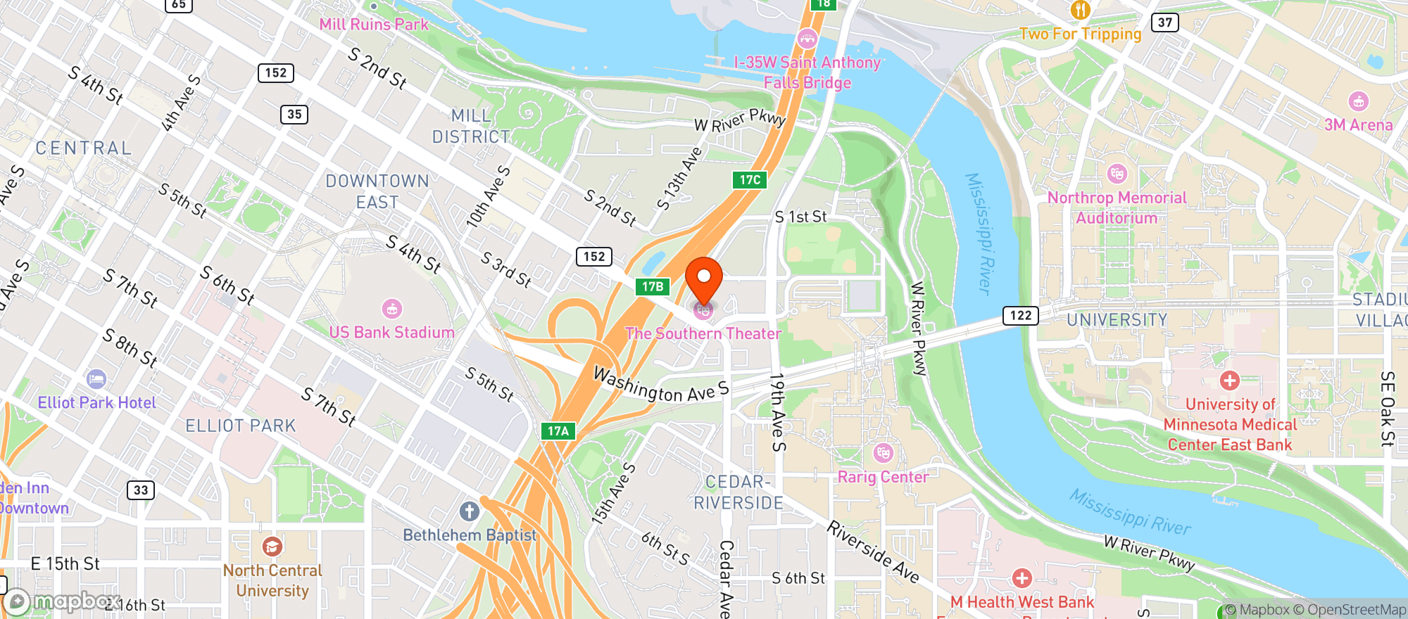Map showing The Southern Theater