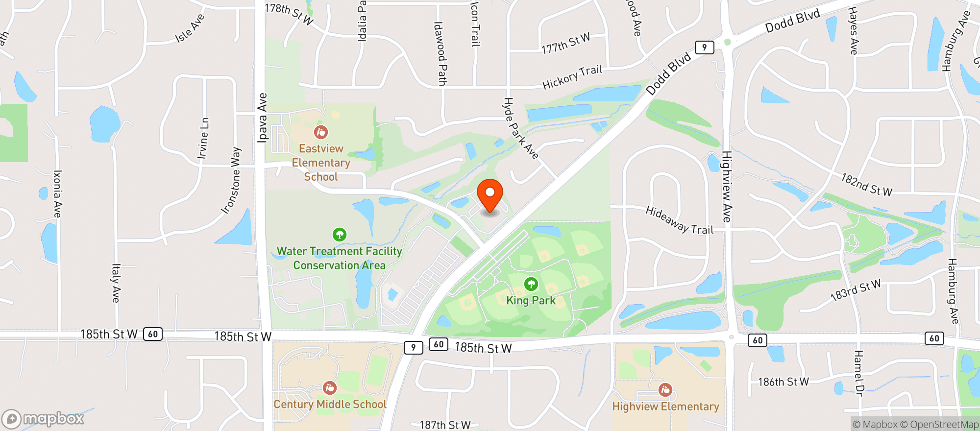 Map showing Lakeville Police Department