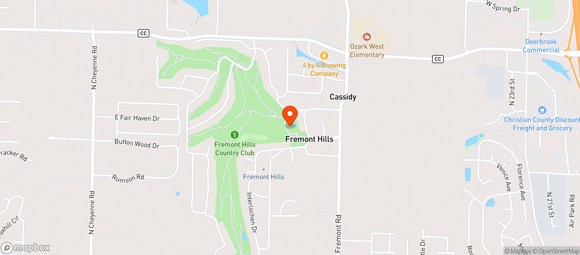 Map showing Fremont Hills C.C