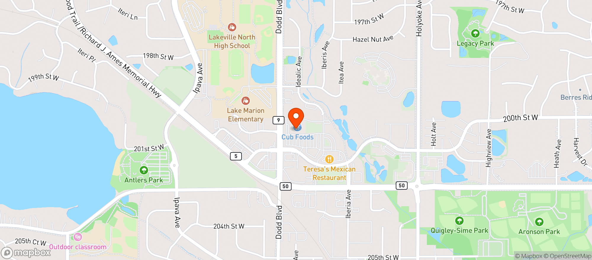 Map showing Cub Foods