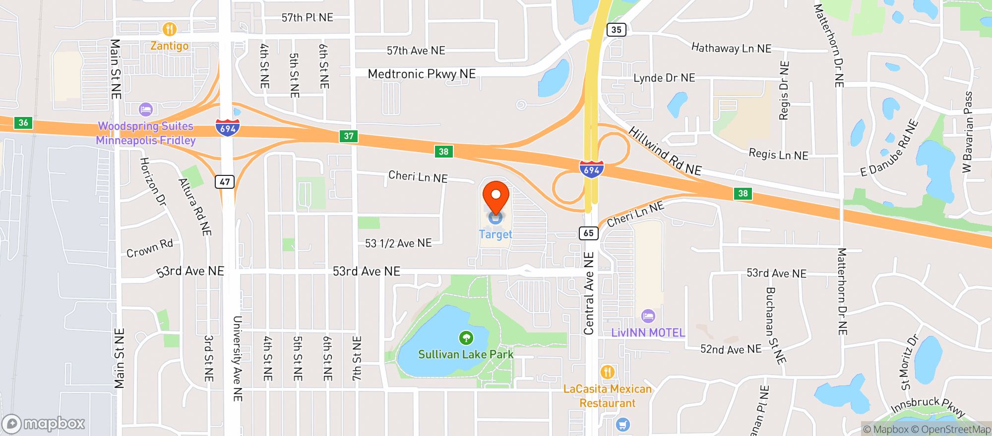 Map showing Target - Fridley