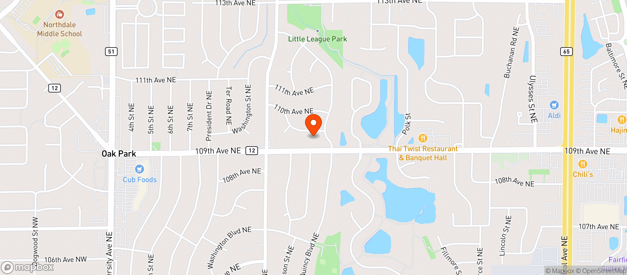 Map showing Top Ten Liquors (blaine)