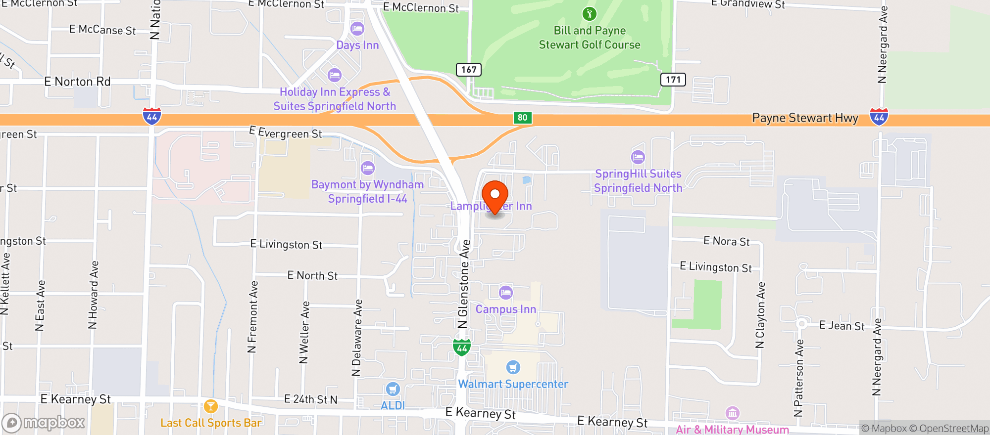 Map showing Hampton Inn