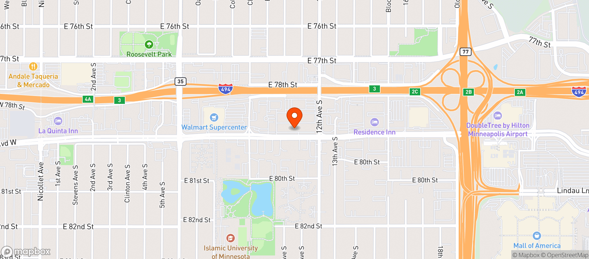 Map showing Door Dash