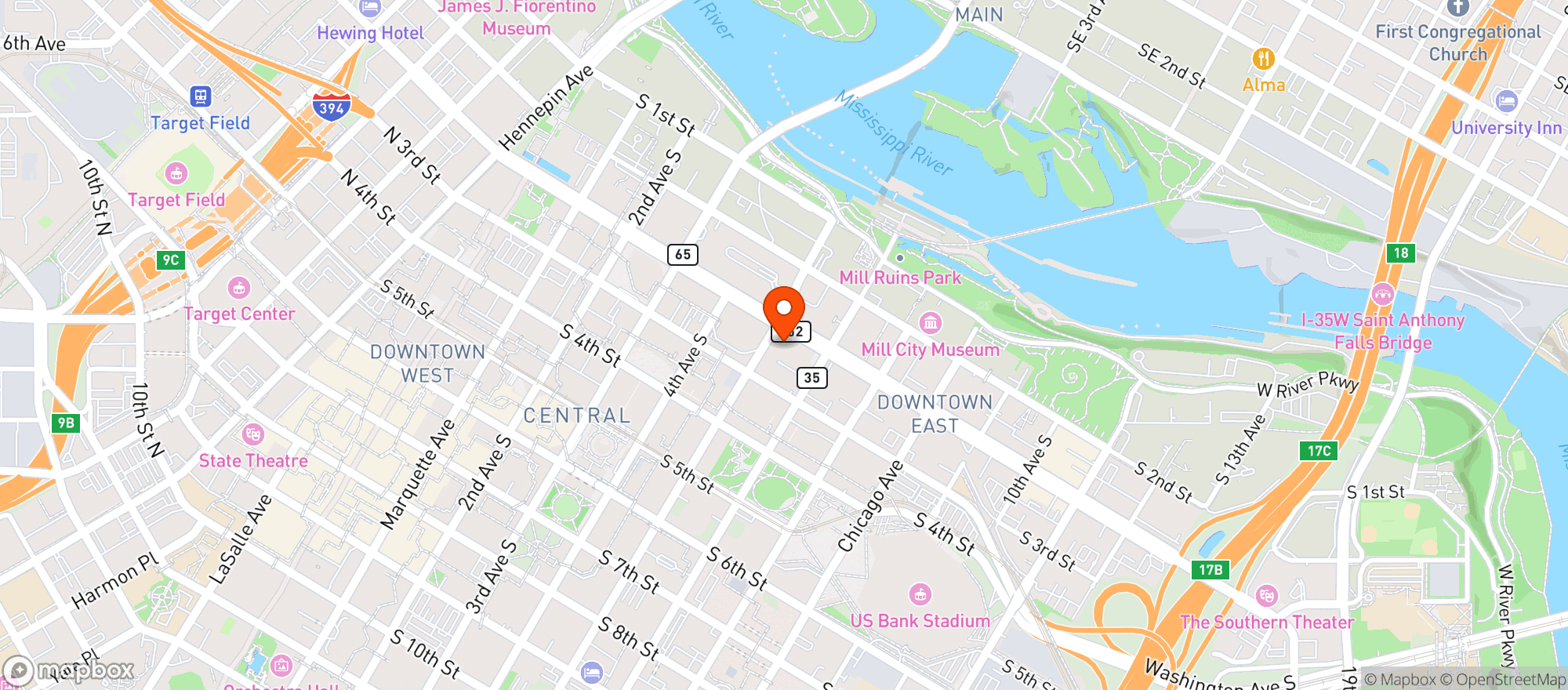 Map showing Crooked Pint Ale House