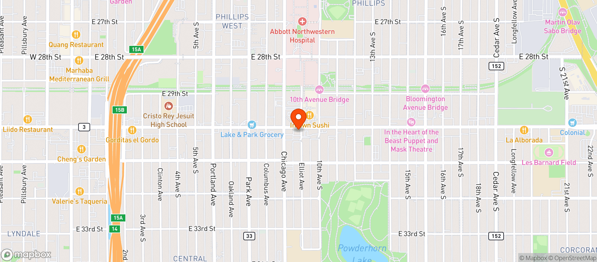 Map showing Chicago Lake Liquor