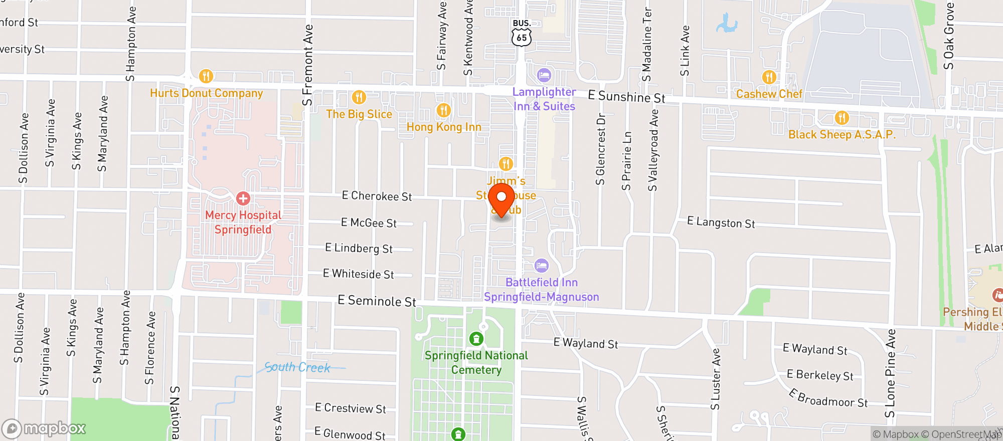 Map showing Brown Derby #12 Wine Center