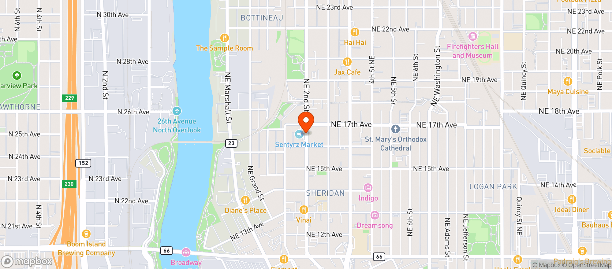 Map showing Sentyrz Liquor & Market