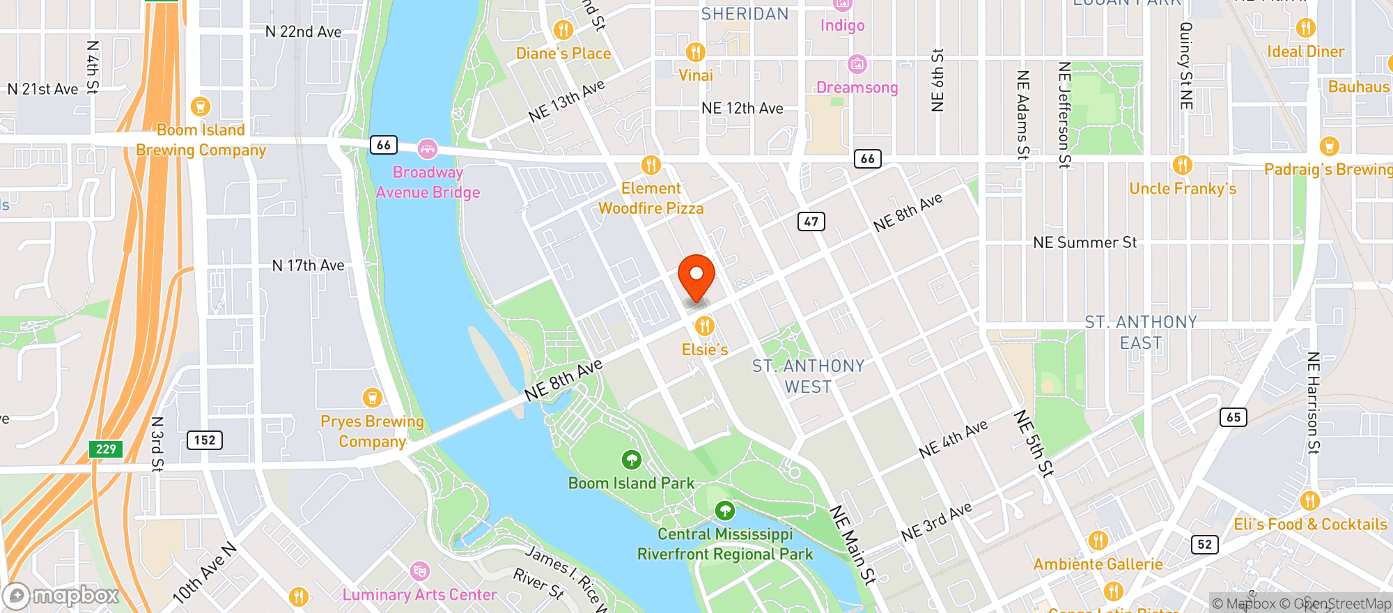 Map showing Northeast Yacht Club