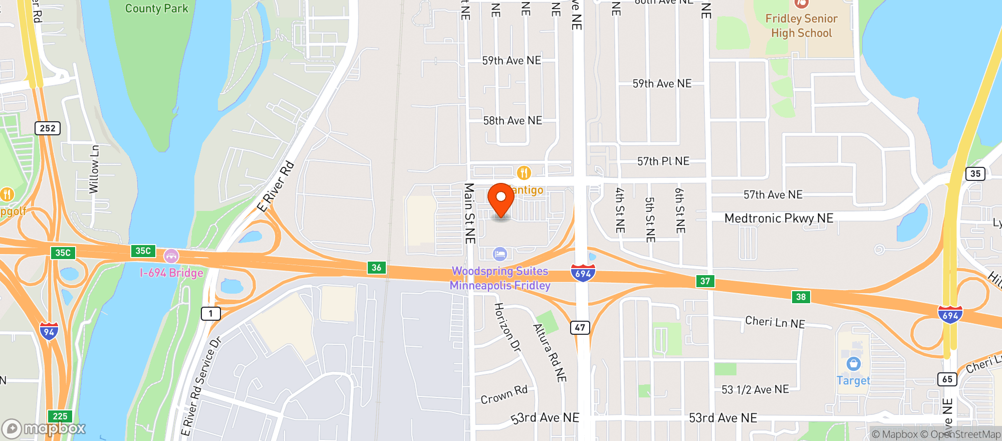 Map showing Fridley Liquor
