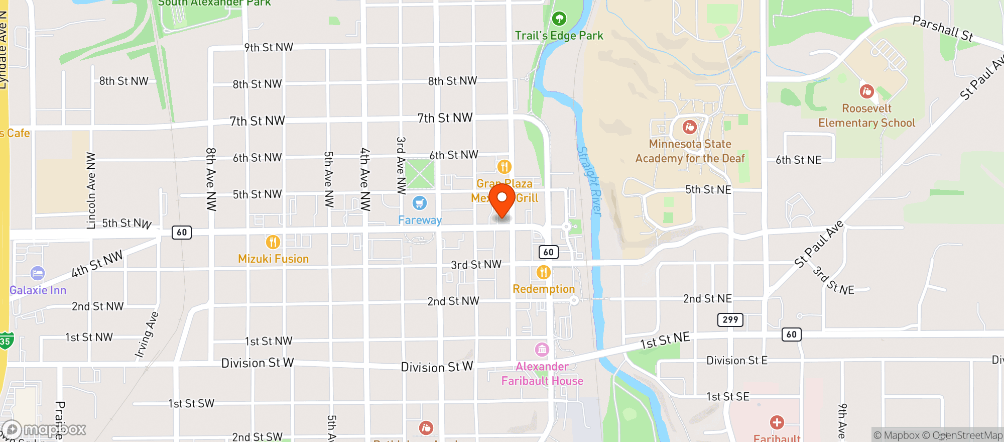 Map showing Bauer's Southside Liquor