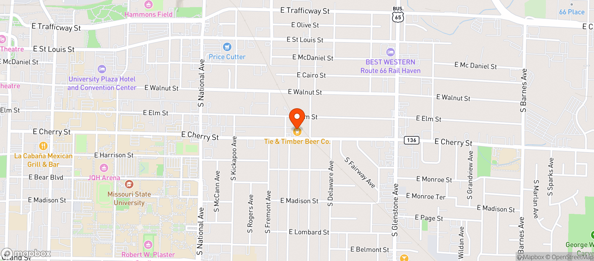 Map showing Tie & Timber Beer Co.