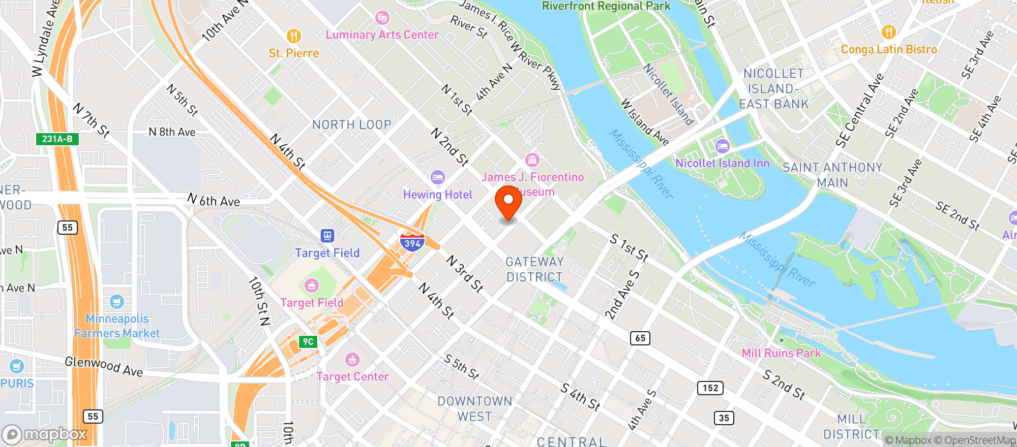 Map showing Red Cow