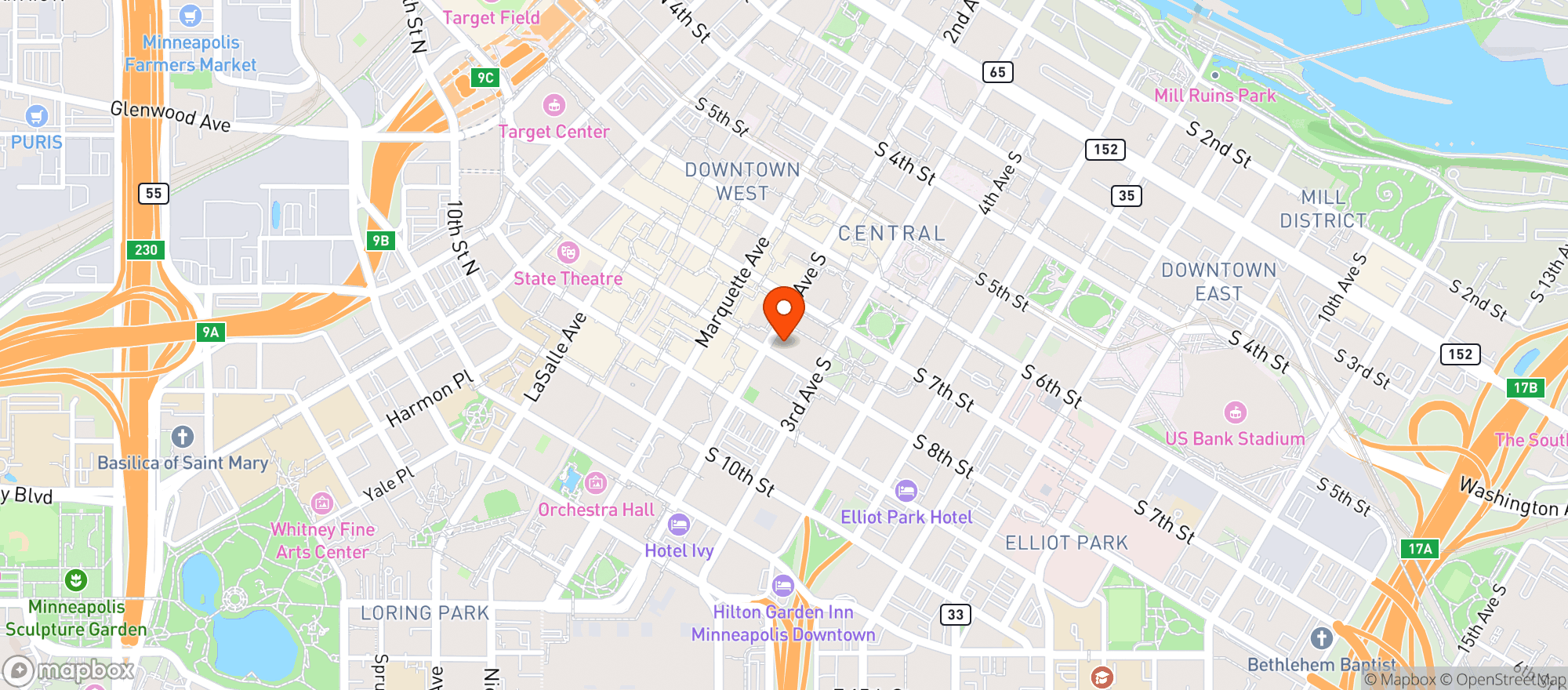 Map showing Minneapolis Club