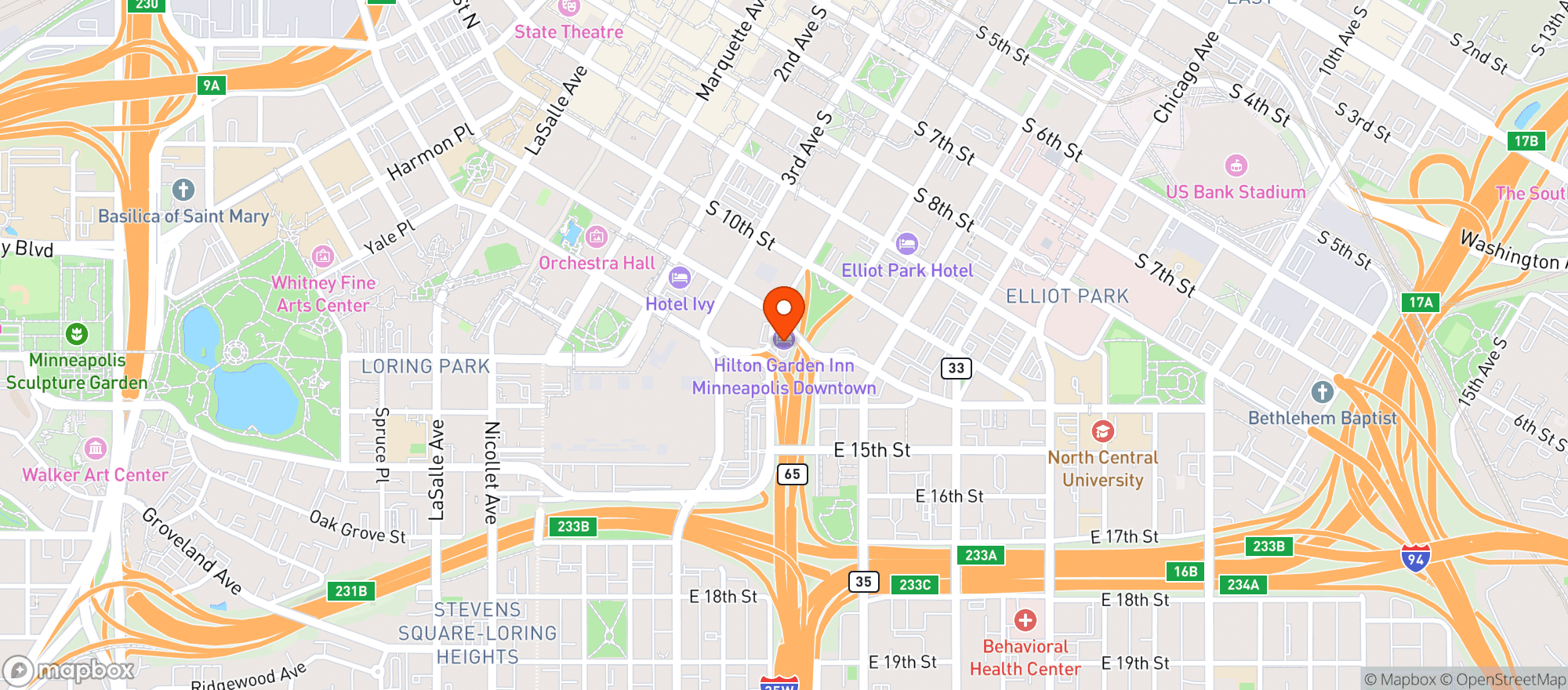 Map showing Hilton Garden Inn - Mpls