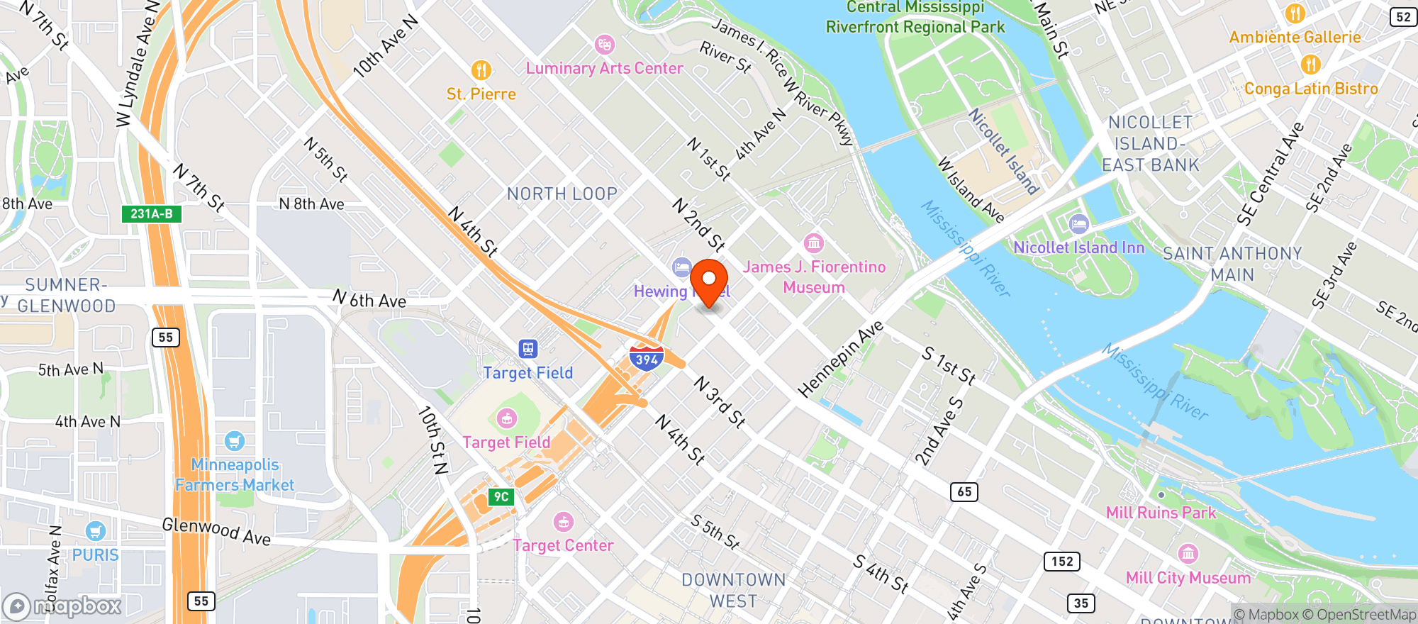 Map showing Stadium Pizza