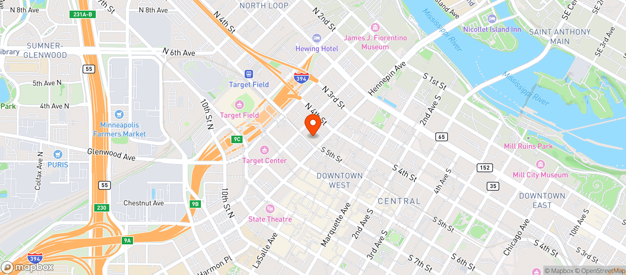 Map showing Sneaky Petes Bar & Grill