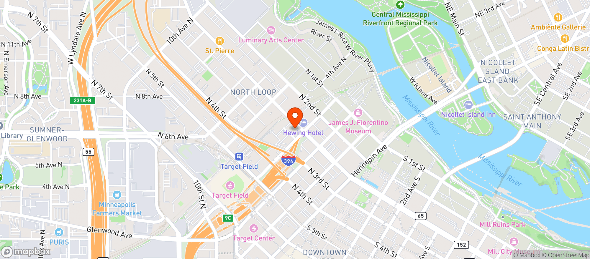 Map showing The Office Pub & Grill