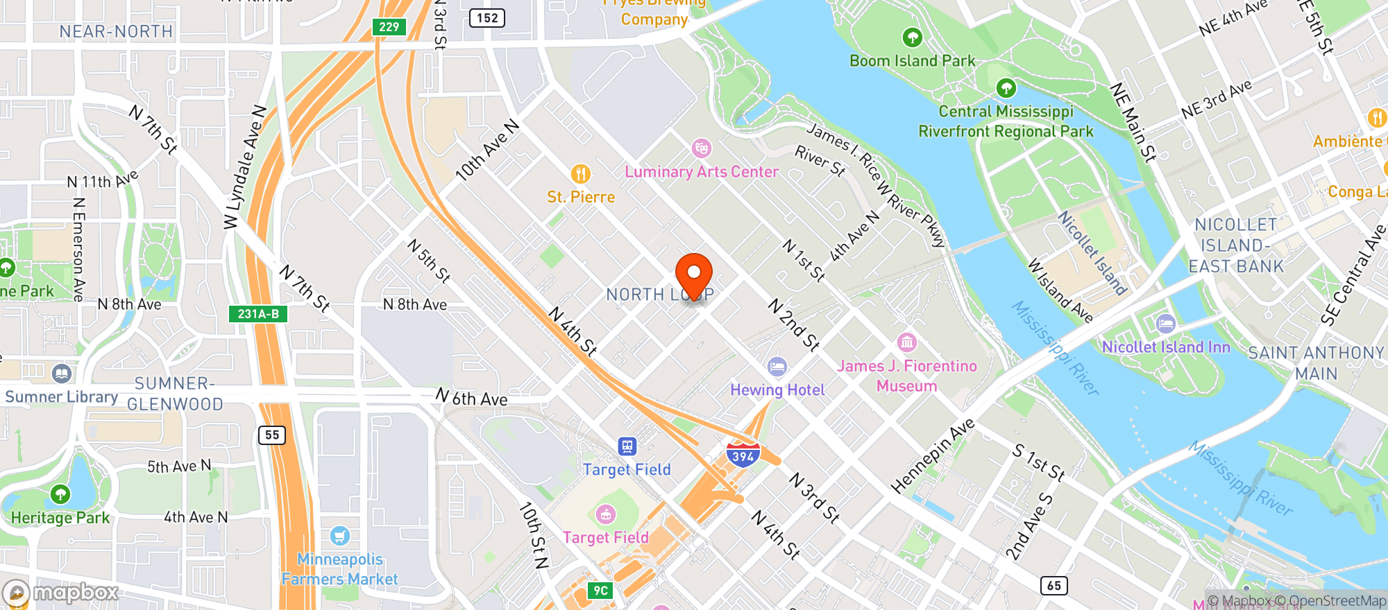 Map showing Cuzzys Grill & Bar