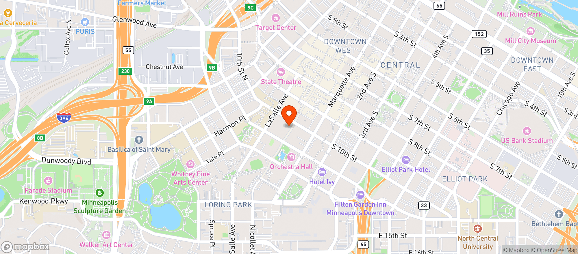 Map showing Dakota Jazz Club & Rest