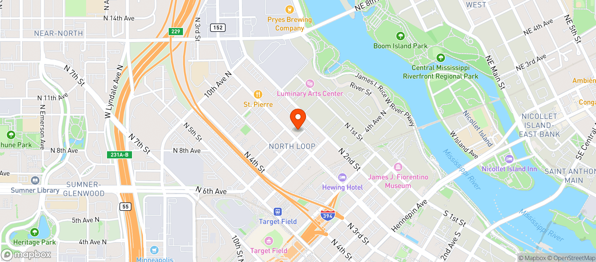 Map showing Black Sheep Pizza