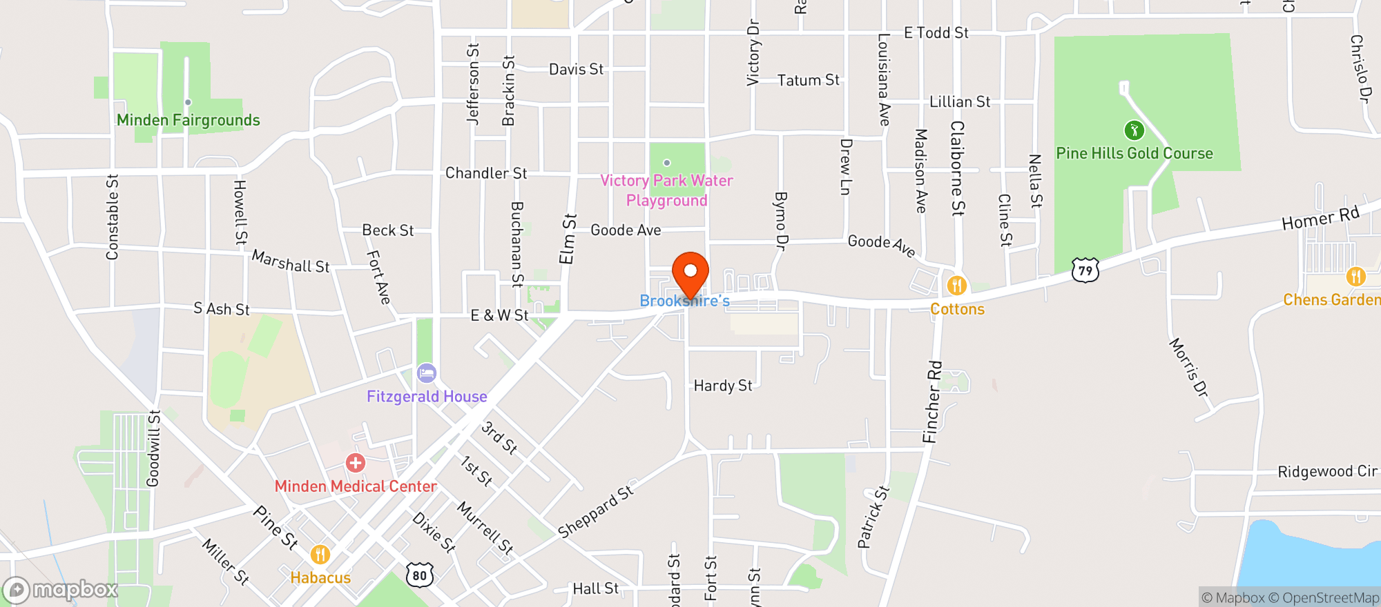 Map showing Brookshire Food Store