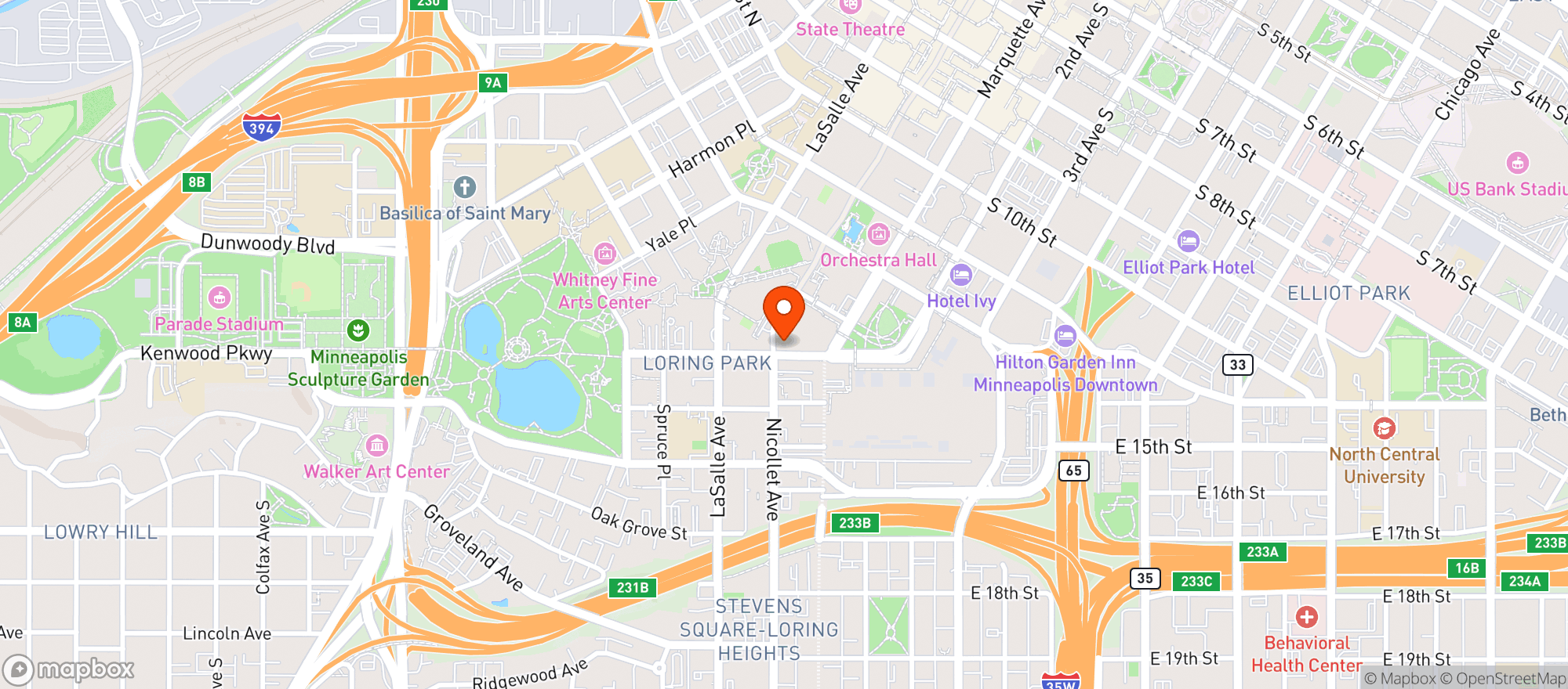 Map showing Nicollet Diner