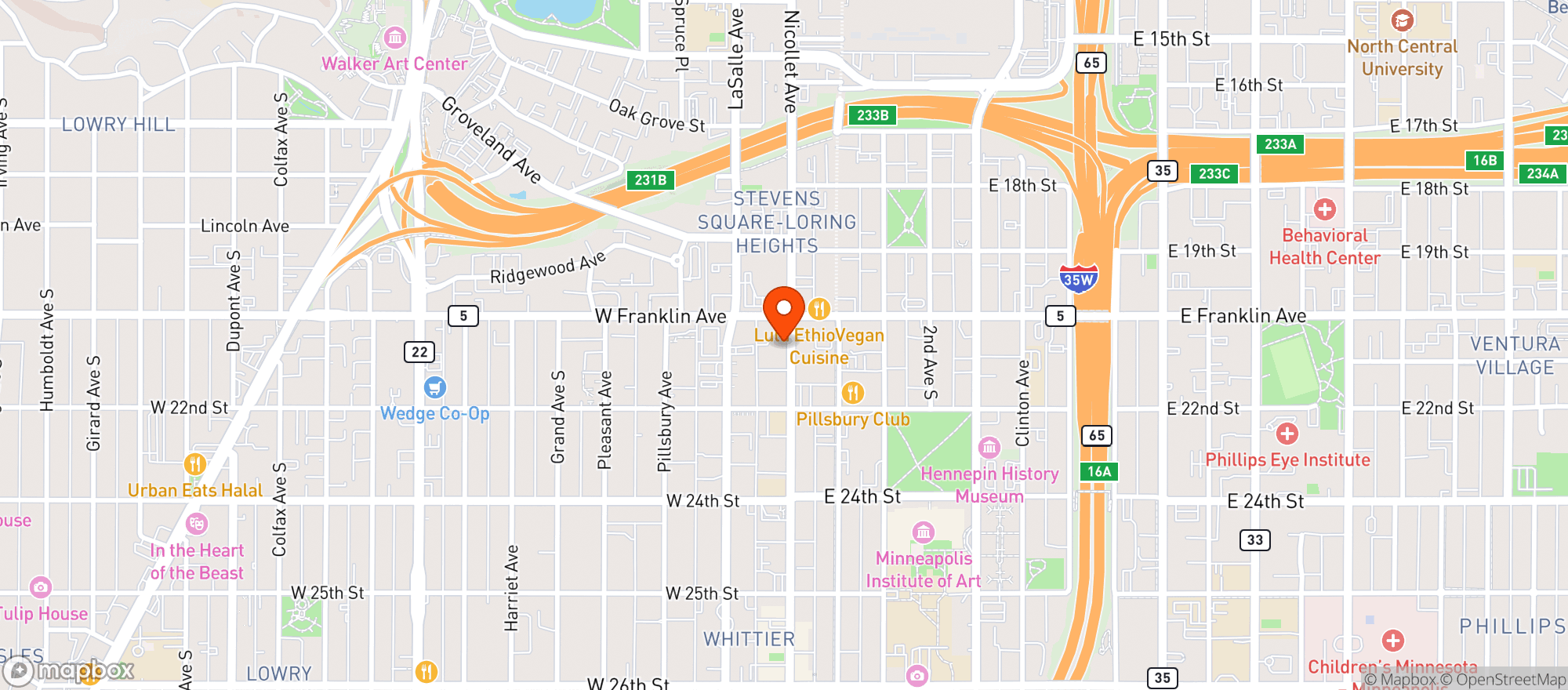 Map showing Franklin Nicollet Liquor