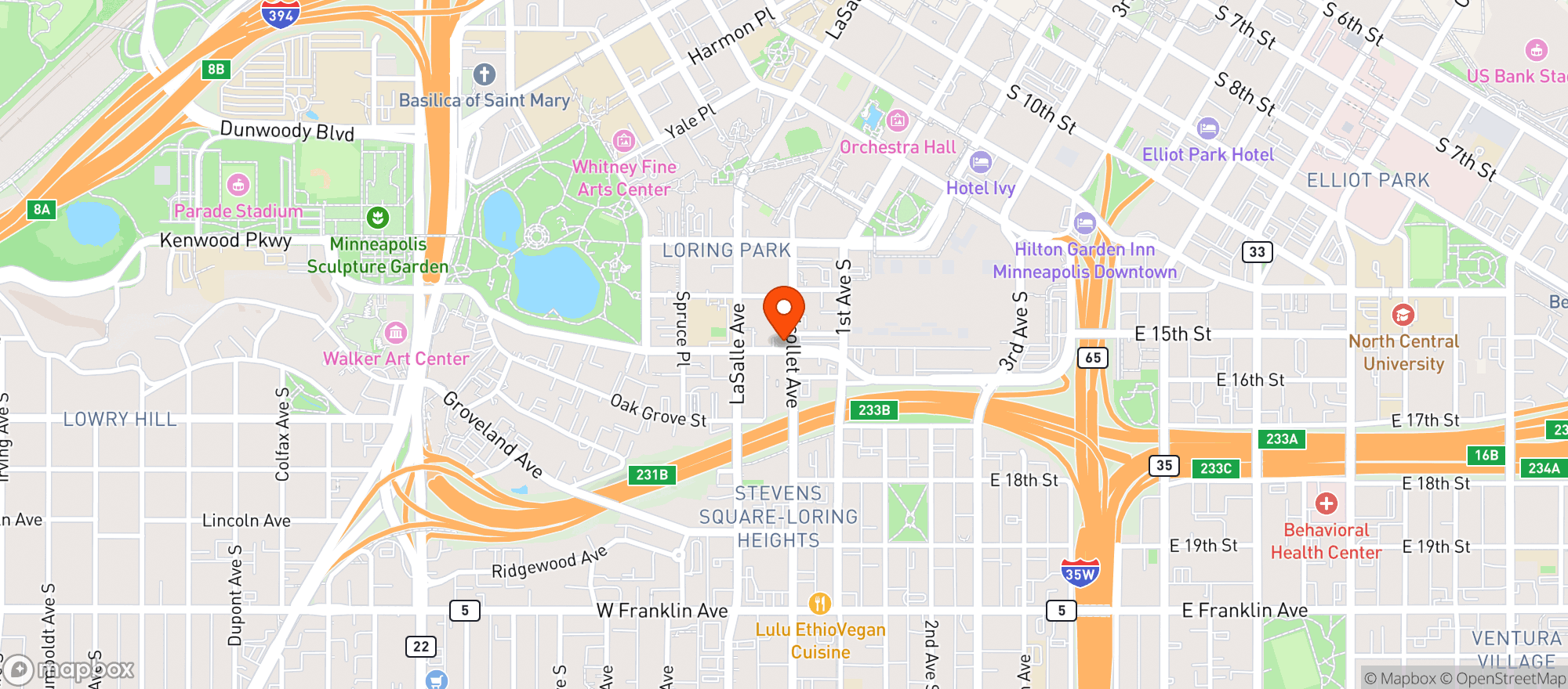 Map showing Mother Cluckers Pizza