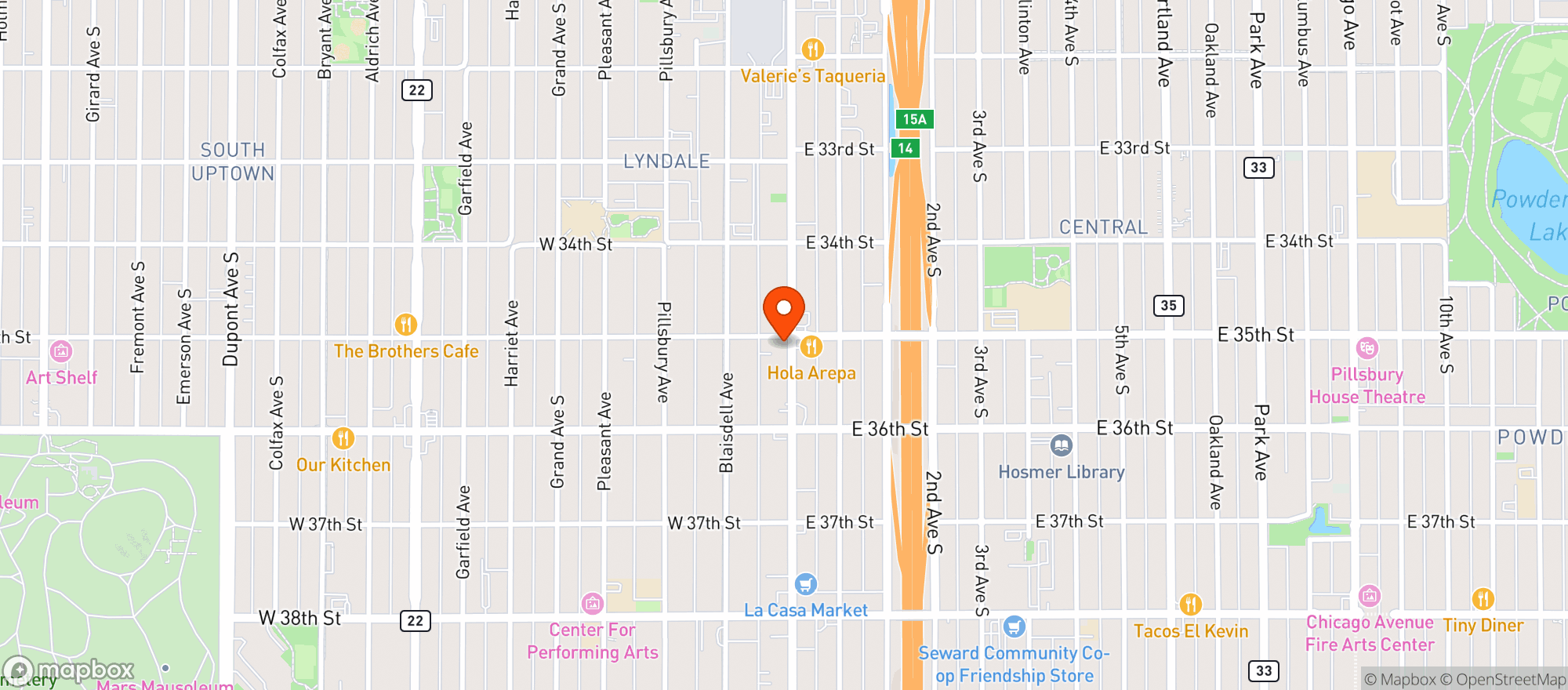 Map showing Honeycomb Salon