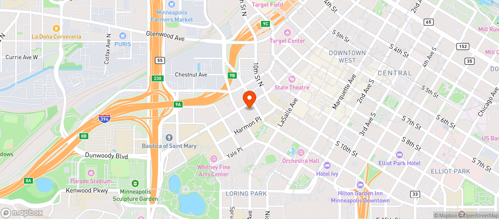 Map showing Bull Dog - Downtown