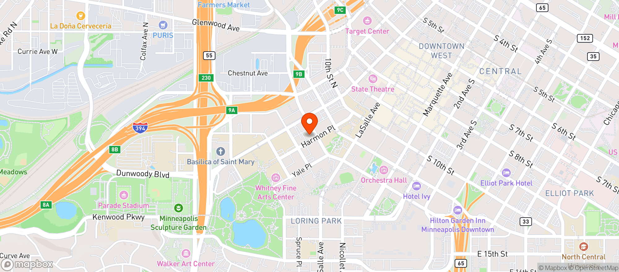 Map showing Lunds Byerlys Minneapolis